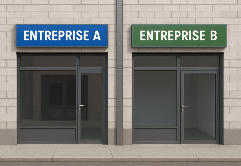 exemple de deux entreprises dans le même local