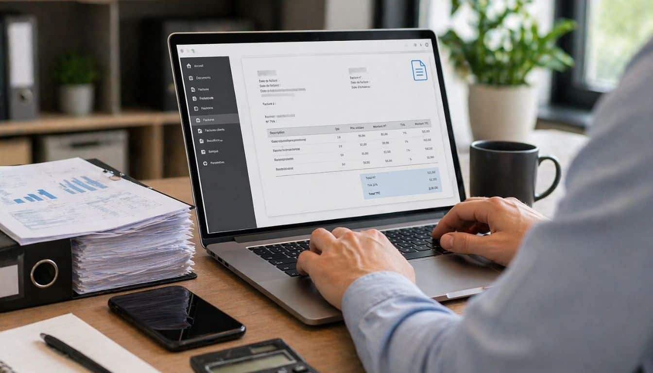 Bureau moderne avec facture et ordinateur