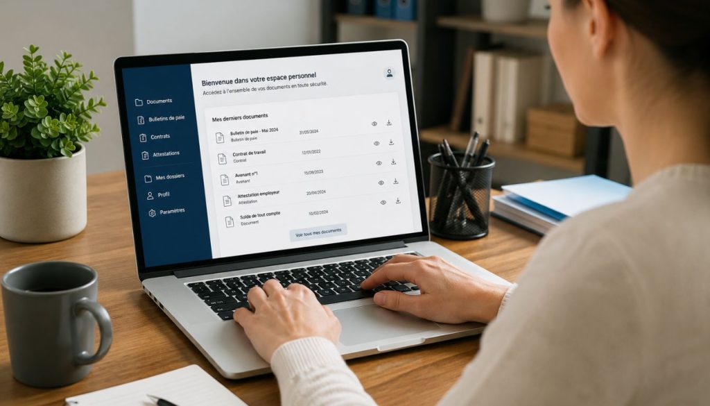 Bureau moderne avec espace personnel numérique