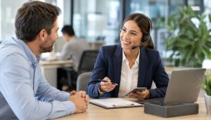 Bureau moderne et service client amical
